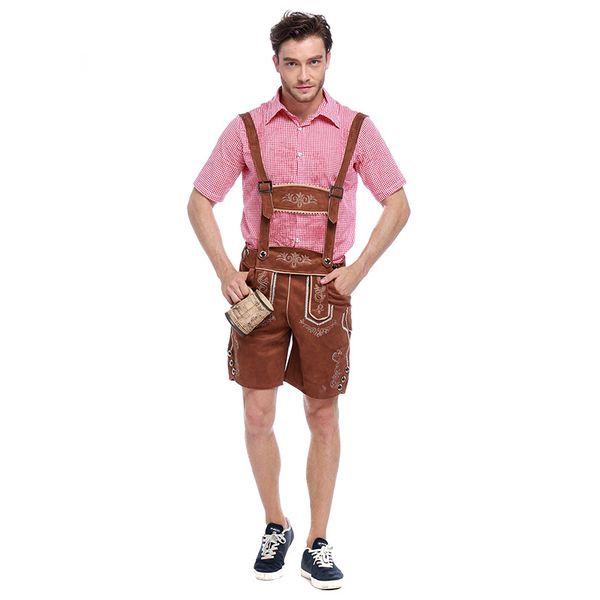 

s-xl man oktoberfest costume lederhosen bavarian octoberfest german festival beer costumes for men, Black;red