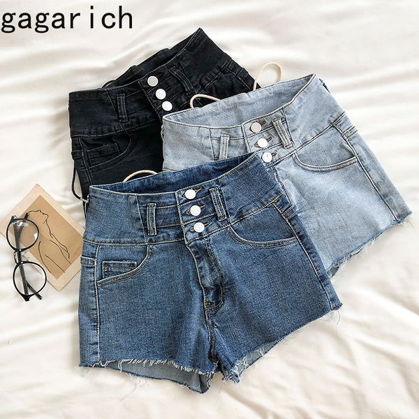 

gagarich women shorts summer 2020 new korean style strap wild retro solid high-waisted denim wide-leg shorts, Blue