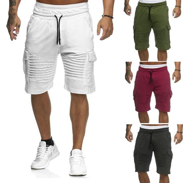 

mens cargo shorts summer casual pocket fitness shorts joggers fashion men trousers sweatpants short homme clothes style m-3xl, White;black