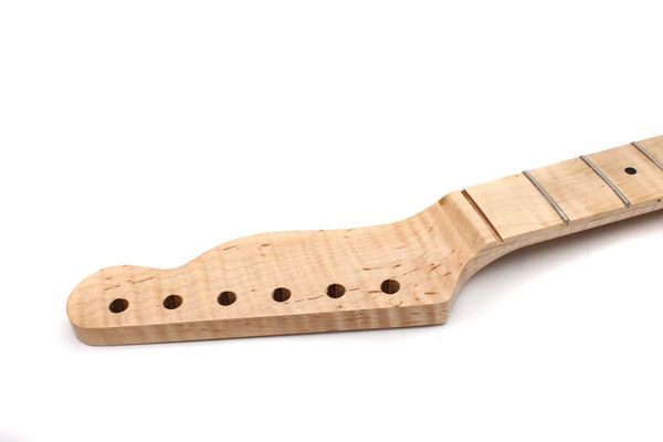 

tele electric guitar neck replacement 21 fret 25.5 flame maple wood clear coat p6