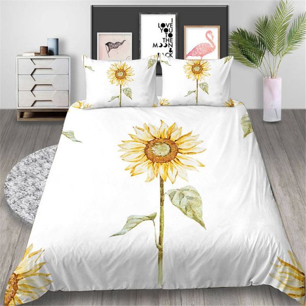 Sunflower Bedding Set For Girls Elegant Poetic Duvet Cover Cartoon