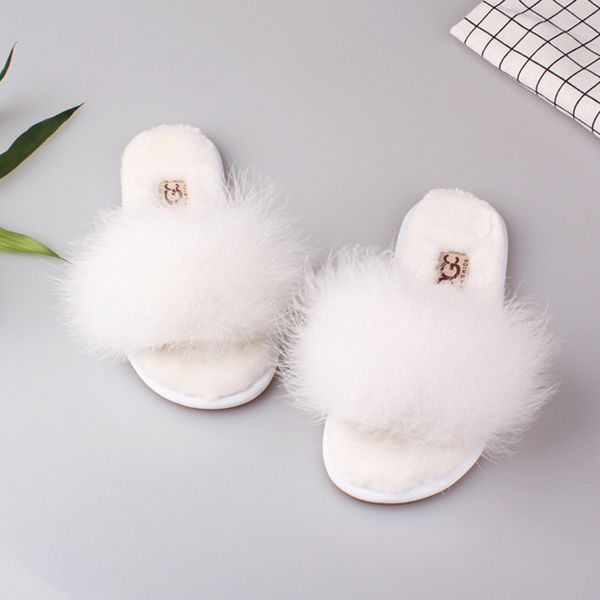 

spring summer women home plush slippers with fur ladies indoor floor bedroom zapatos de mujer flat shoes y200706, Black