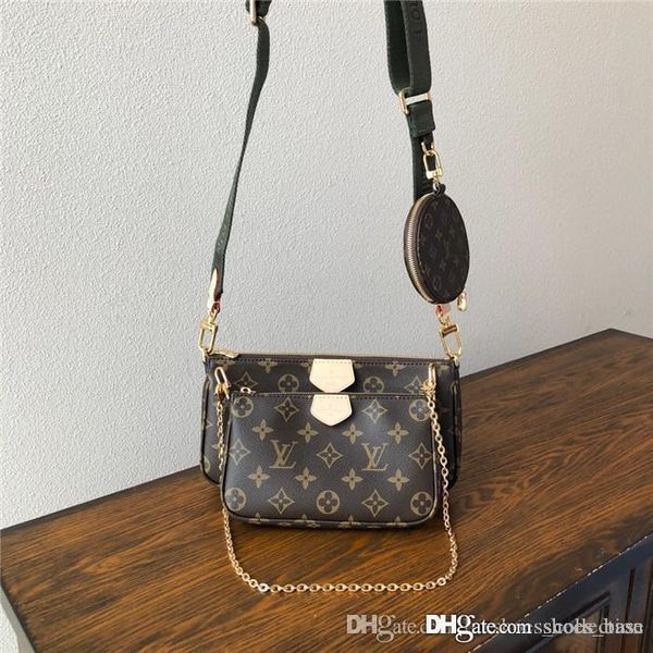 

classic 3 in 1 leather handbags for 2019, round coin purse & zippy wallet & cross shoulder favorite bag for ladies iconic clutches with box