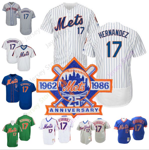 

Keith Hernandez Mets 17 Jersey Cooperstown Baseball White Pinstripe Blue New York Home Away Men Women Youth Kid