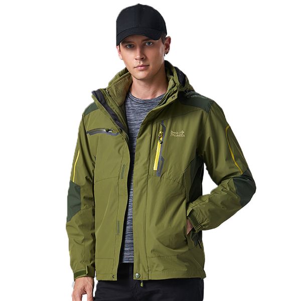 

mountainskin men's winter fleece thermal two-piece jackets outdoor sports windbreaker hiking trekking camping thermal coat va520, Blue;black