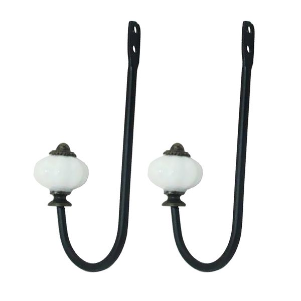 

2 pieces coat jacket hanger towel drapery curtain rack wall-mount black