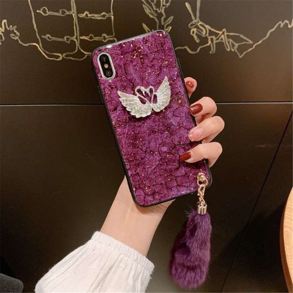 

2019 for iphone 7 plus swan case marble grain designer phone case girl style diamond swan case