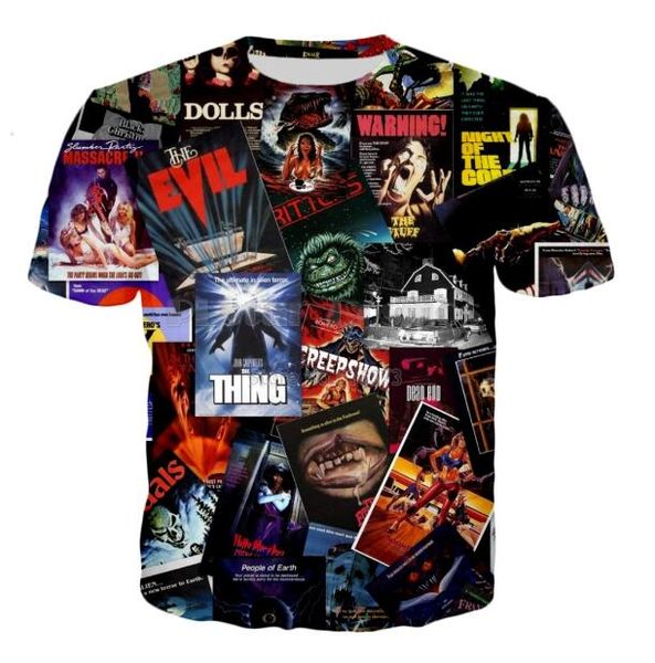 

fashion 3d horror movies print summer t-shirts women/men clothes casual 2020 new short sleeves tshirts plus size r022, White;black