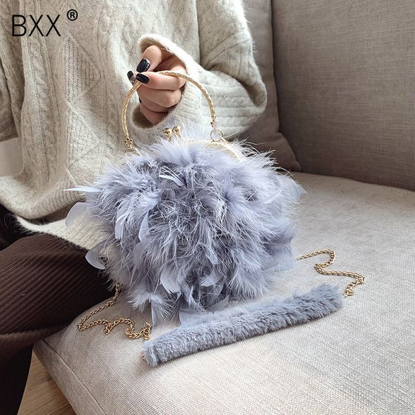 

bxx] faux fur crossbody bags for women 2019 fashion feather solid color winter shoulder messenger bag lady warm handbags a246