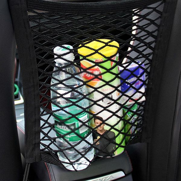 

car 2-layer mesh organizer seat side back net bag phone pocket holder cargo tissue storage netting stowing tidying r20