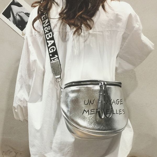 

fashion tide crossbody silver bags for women with letter wide strap woman brand bags summer shoulder bags