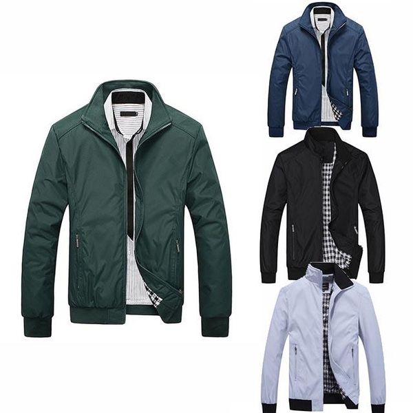 

super mens designer jacket soild color spring casual thin coat zipper stand collar jackets outwear fatty men clothing plus size m-7xl, Black;brown