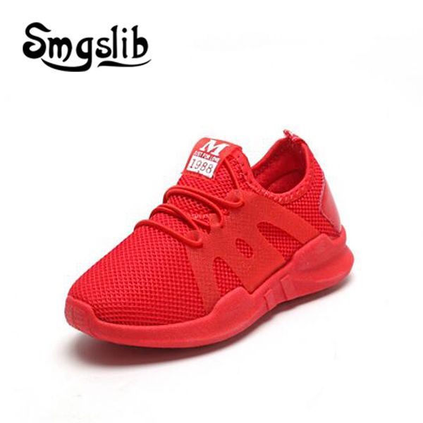 

kids shoes girls boys sport shoe sneakers 2018 spring autumn knitted fabric breathable running shoes mesh casual kids sneakers y190525, Black;red