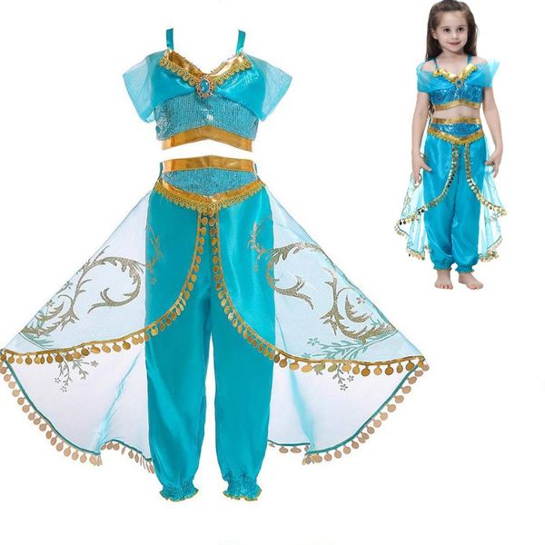 

kids cosplay outfits jasmine princess costume cartoon dress halloween christmas girls party designer clothes supplies xd20247