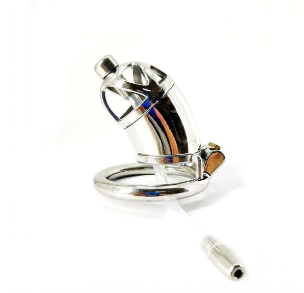 

stainless steel male chastity belt with silicone urethral catheter curve cock cage chastity device toys products for men 20a