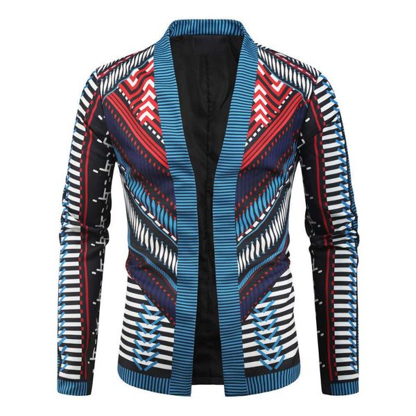 

autumn and winter new style men ethnic-style printed jacket jk04, Black