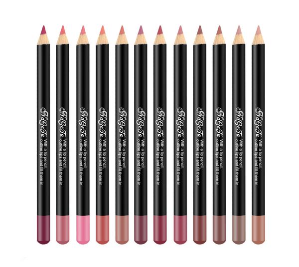 Fashion NAGETA Lip Liner pencil Set 12 colori Matte lipliner Kit con scatola Black Rod Lip Pencil 12 Pcs Waterproof Lips Makeup Set