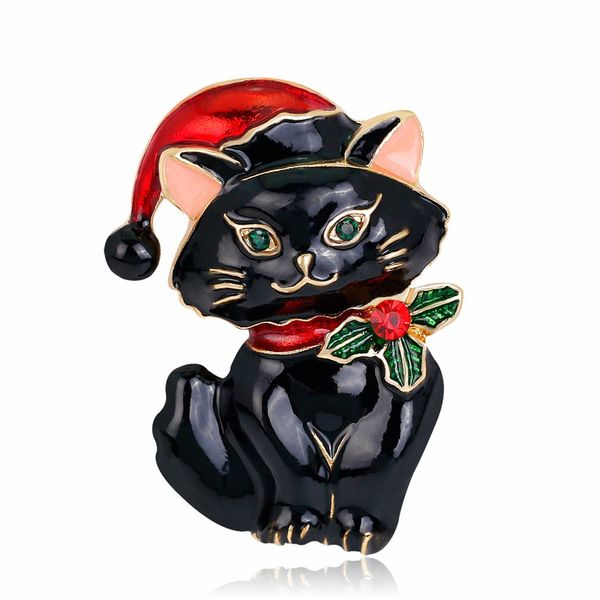 

women girls children brooches christmas cat shape dress clip exquisite fashionsimple christmas gift ladies statement jewelry, Gray
