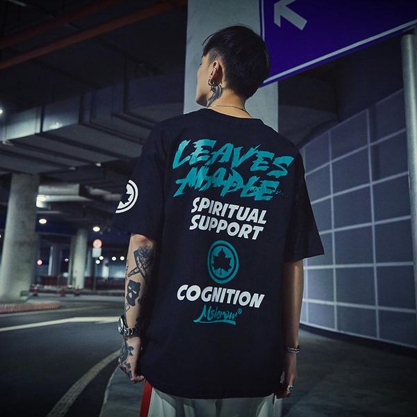 

european and american hip-hop bat shirt short-sleeve ulzzang korean couple short-sleeved t-shirt port wind male student short tee, White;black