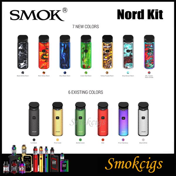 

SMOK Nord Kit цвета смолы 1100mah Pod System Kit с емкостью 3 мл с Nord 1.4 ohm обычная сетчатая катушка 0.6 ohm отличный дизайн 100% оригинал