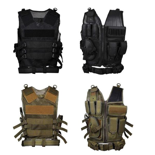 

hunting jackets vest aisoft combat assault paintball rig tactical special forces attachment adjustable, Camo;black