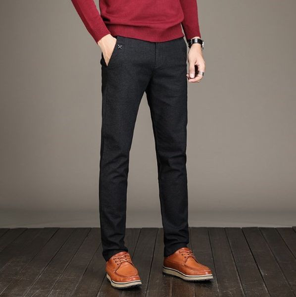 

men's black blue grey suit pant men straight slim fit business casual straight male trousers office wear solid dress pants
