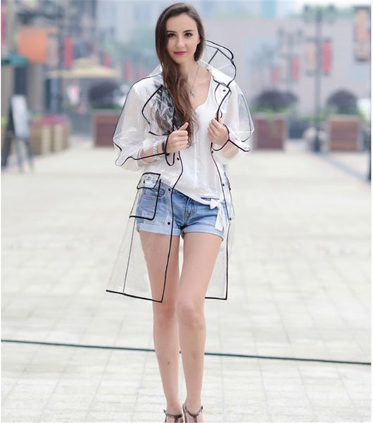 

womens designer rain jacket fashion colorful piping transparent protection raincoat pedestrianism rainning time womens casual clothing, Black