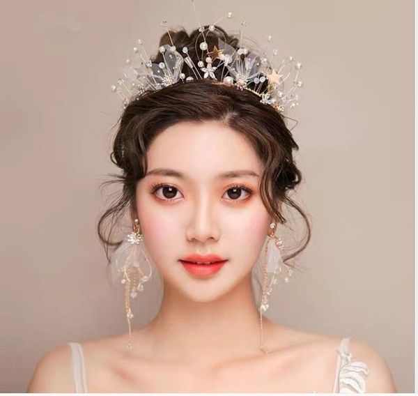 

bridal tiara new crepe star headband korean wedding dress accessories, Silver