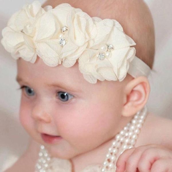 

infant girls baby toddler turban solid headband floral hair band flower accessories cute headwear suit pgraphy headband 0119, Slivery;white