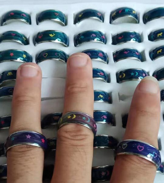 

wholesale printing ring mood ring colours peach heart, letters, symbols of peace mood ring mix design mix size, Silver