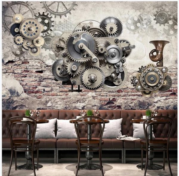 

wdbh 3d wall paper for living room custom p mechanical gear nostalgic retro background home decor 3d wall murals wallpaper for walls 3 d