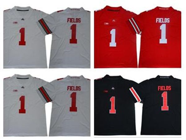 2019 Justin Fields Jersey Osu Ohio State College Futbol Formaları Evde Kırmızı Siyah Beyaz