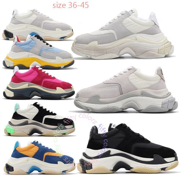 

luxury triple s old dad shoes tripler sneakers clear sole chaussures retro scarpe women zapatos men hommes hombre mens fifty colors s577, Black