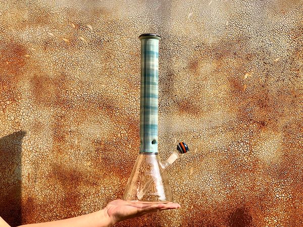 

LOPAN, a strong heavy thick fumed scientific beaker flower bowl and dry herb glass bong water pipe