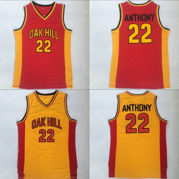 

Men's Anthony High Quality Stitched Oak Hill High School Basketball Jersey Carmelo #22 Yellow Red Size S-XXL