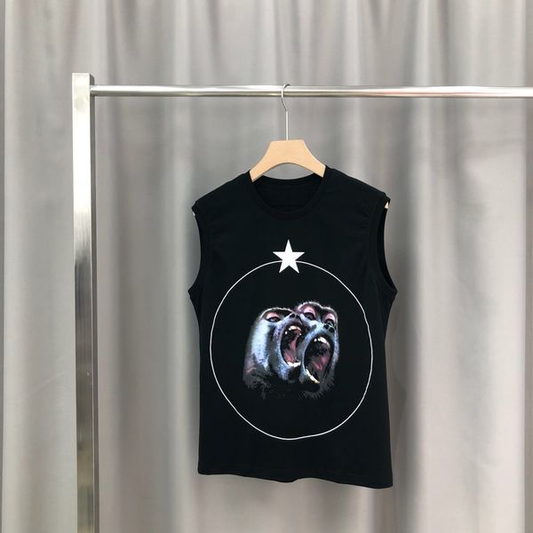 

summer mens t-shirts neck short cotton fashion sleeve male printing a monkey style shirts two-headed tees slim ghwib, Black