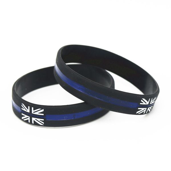 

1pc new black blue vintage england flag silicone wristbands the britain charity uk silicone bracelets &bangles gifts sh189, Golden;silver