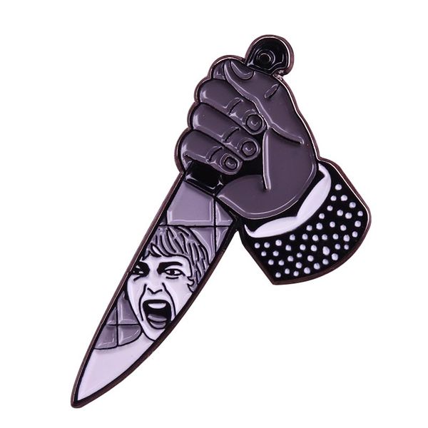 

psycho lapel pin alfred hitchcock's classic shower scene badge marion stabs scream brooch horror classic addition, Gray