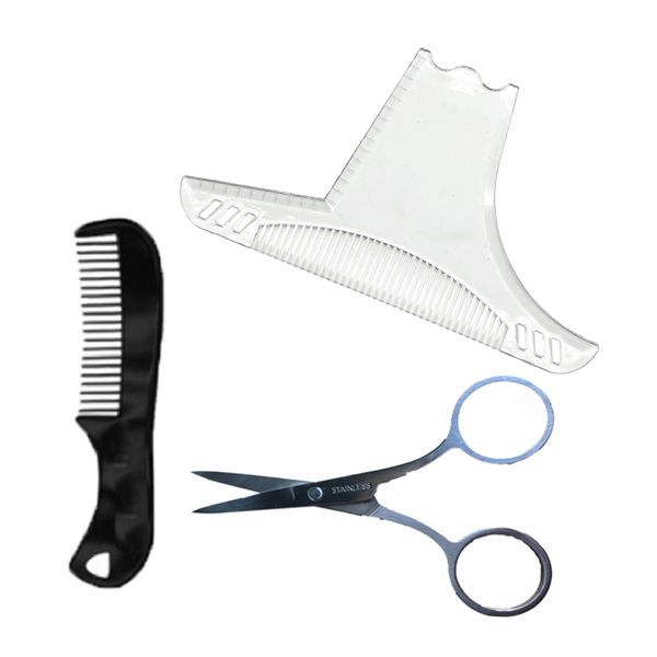 

борода shaping линейка стайлинг шаблон бритвы w / beard combs scissor set, Silver