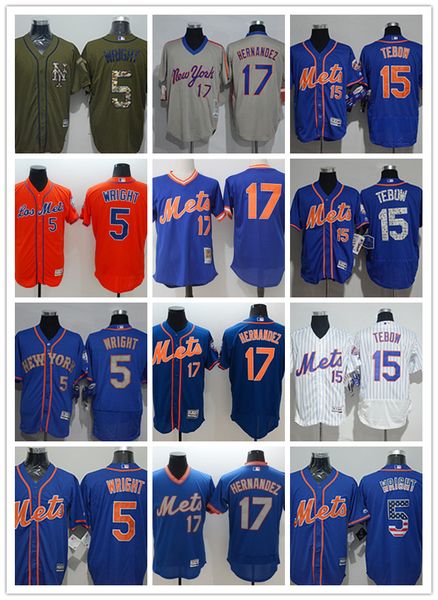 

custom men's women youth ny mets jersey #5 david wright 15 tim tebow 17 keith hernandez blue baseball jerseys, Blue;black