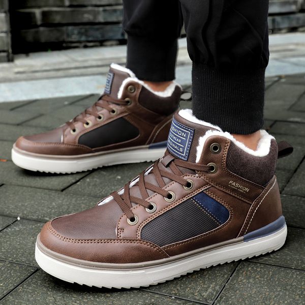 

winter new style men's shoes warm high cotton-padded shoes outdoor sports casual trend large size cool fashion shoe, Black