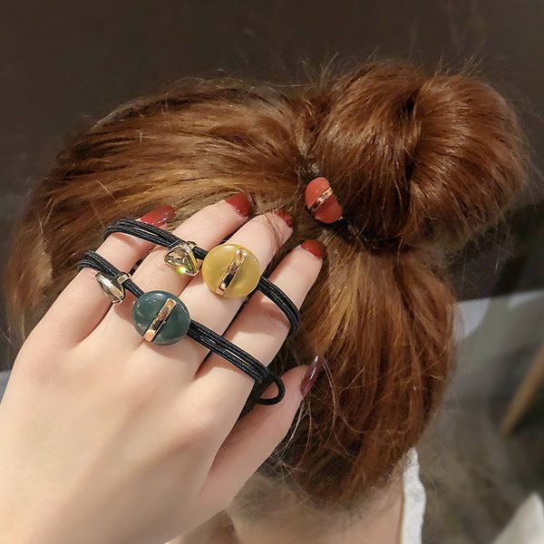 

симпатичные кристалл треугольник волос резинки для канатного девушка женщин браслет волос эластичный удлинители rings розовый черный синий ц, Pink