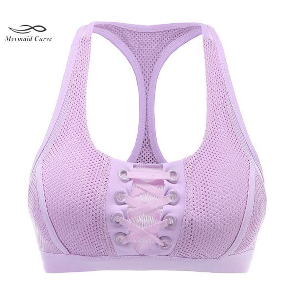 

mermaid curve 2018 new lace-up and grid style women gym outdoors running fitness yoga bra high strength support sports bras, White;black