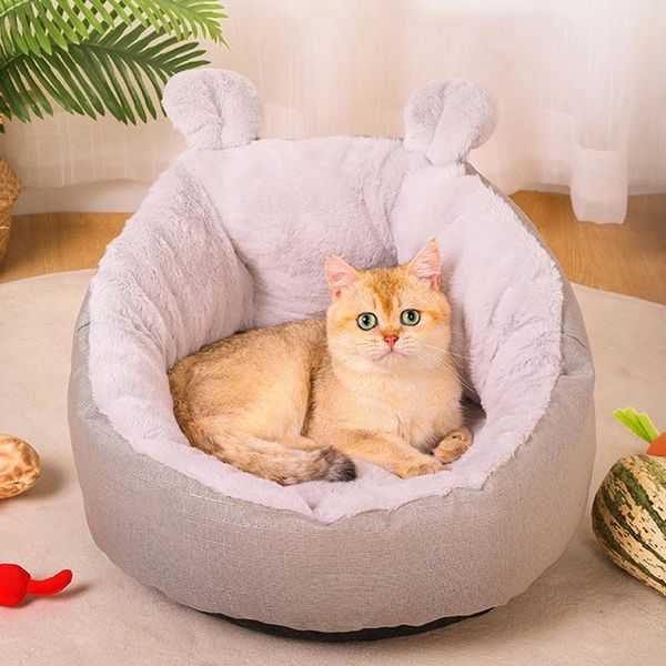 

soft round для кошек симпатичные и комфортное я прогрев плюшевые успокаивающий cat моющийся pet bed y200330