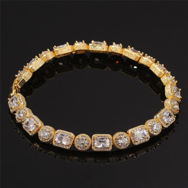 

18k gold/silver colors full cz iced out zircon bracelet for hip hop women men single row rhinestone jewelry gifts, Black