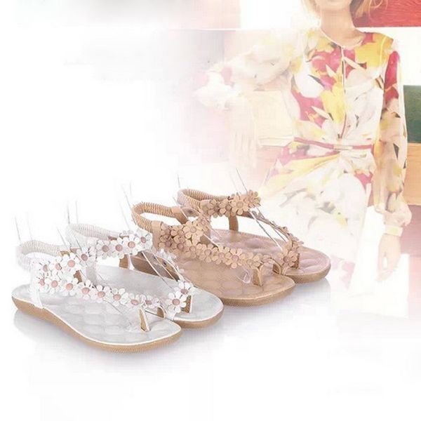 

litthing new bohemian beach women sandals summer style peep toe flower shoes flat shoes woman flip flops, Black