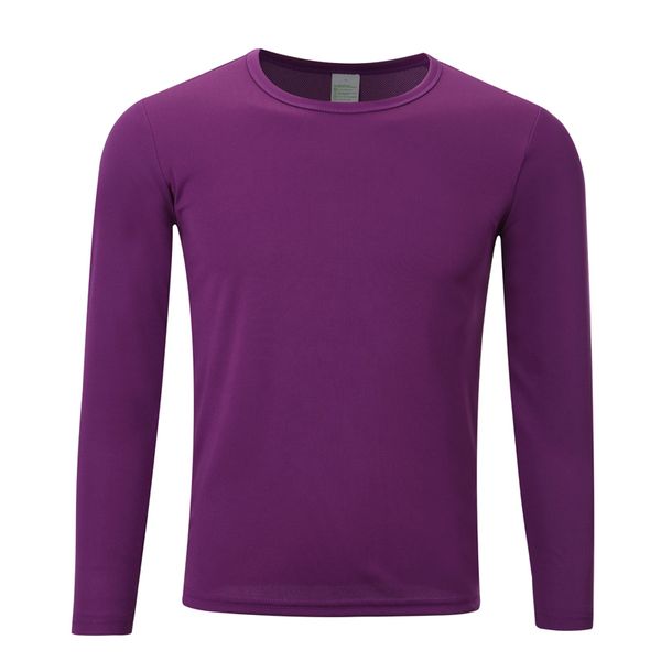 

2019 new round neck quick-drying running mens autumn and winter solid color sportswear purple long sleeve jh-001-122, Black