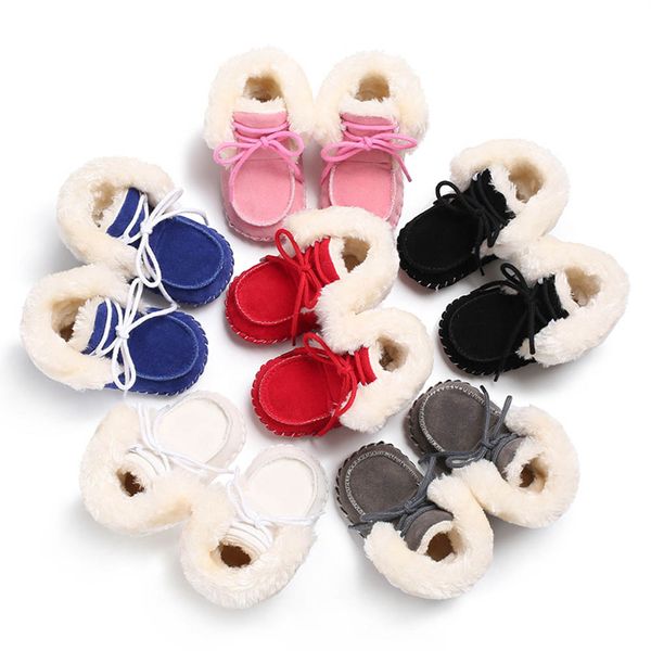 

baby snow boots soft sole crib newborn non-slip padded shoes sneaker winter warm solid winter infant toddler boots 0-18 months, Black;grey