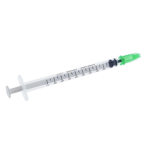 

dispensing syringes 1cc 1ml plastic with tip light green cap pack of 100
