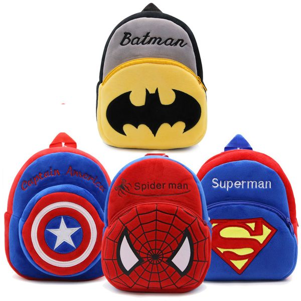 

new superman spider man batman boy schoolbags the avengers cartoon plush backpacks for kids schoolbags mochila